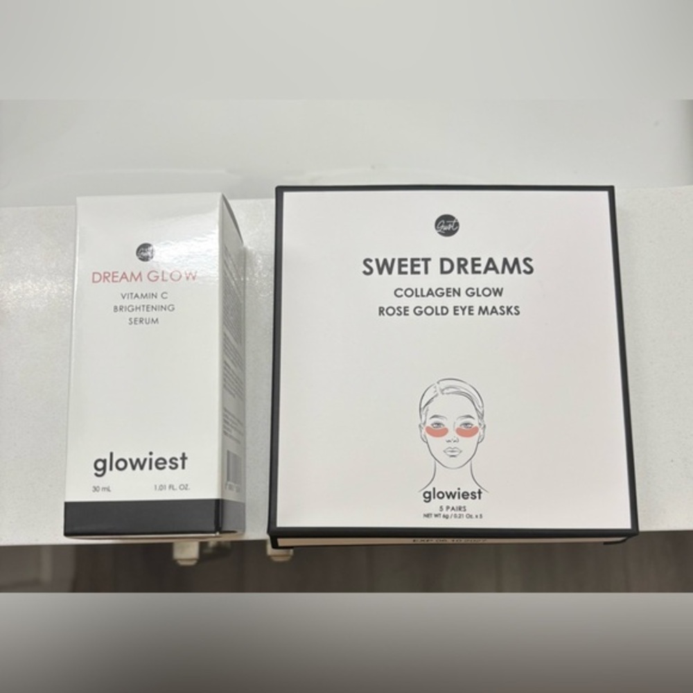 Glowiest Skincare Duo – Vitamin C Serum & Rose Gold Eye Masks Korean Skincare
